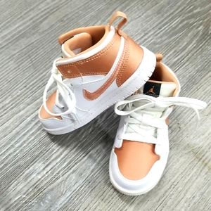 Authentic Nike AirJordans sz 9C NWOB Rose Gold and white leather accent